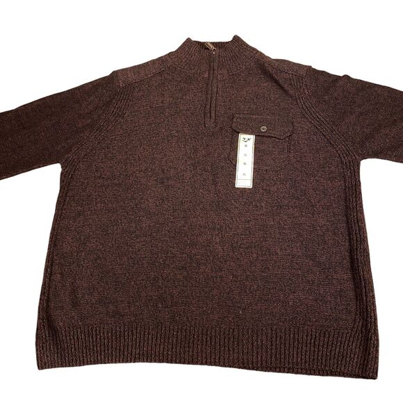 Outdoor Life Sweater Mens XL Brown Knit Cotton Long Sleeve Mock Neck Quarter Zip - Picture 11 of 15